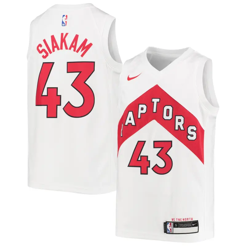 youth toronto raptors pascal siakam nike white swingman jersey - association edition